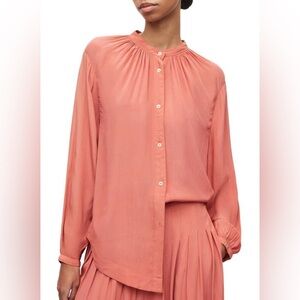 All Saints, Hezzy Gathered Neck Tunic Blouse In Tainted Pink. Size 4